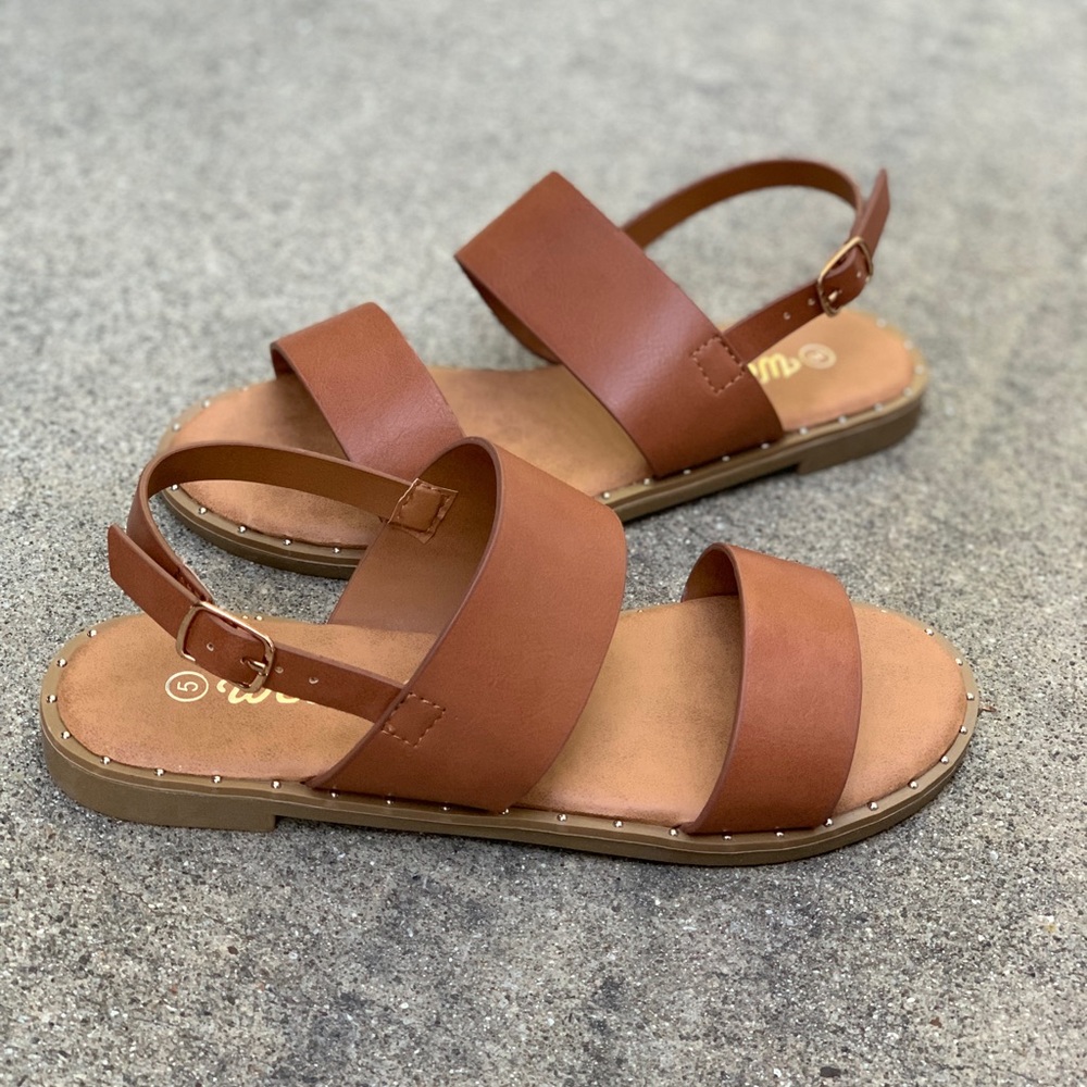 Weeboo Tan Double Strap Lining Ankle Strap Sandal